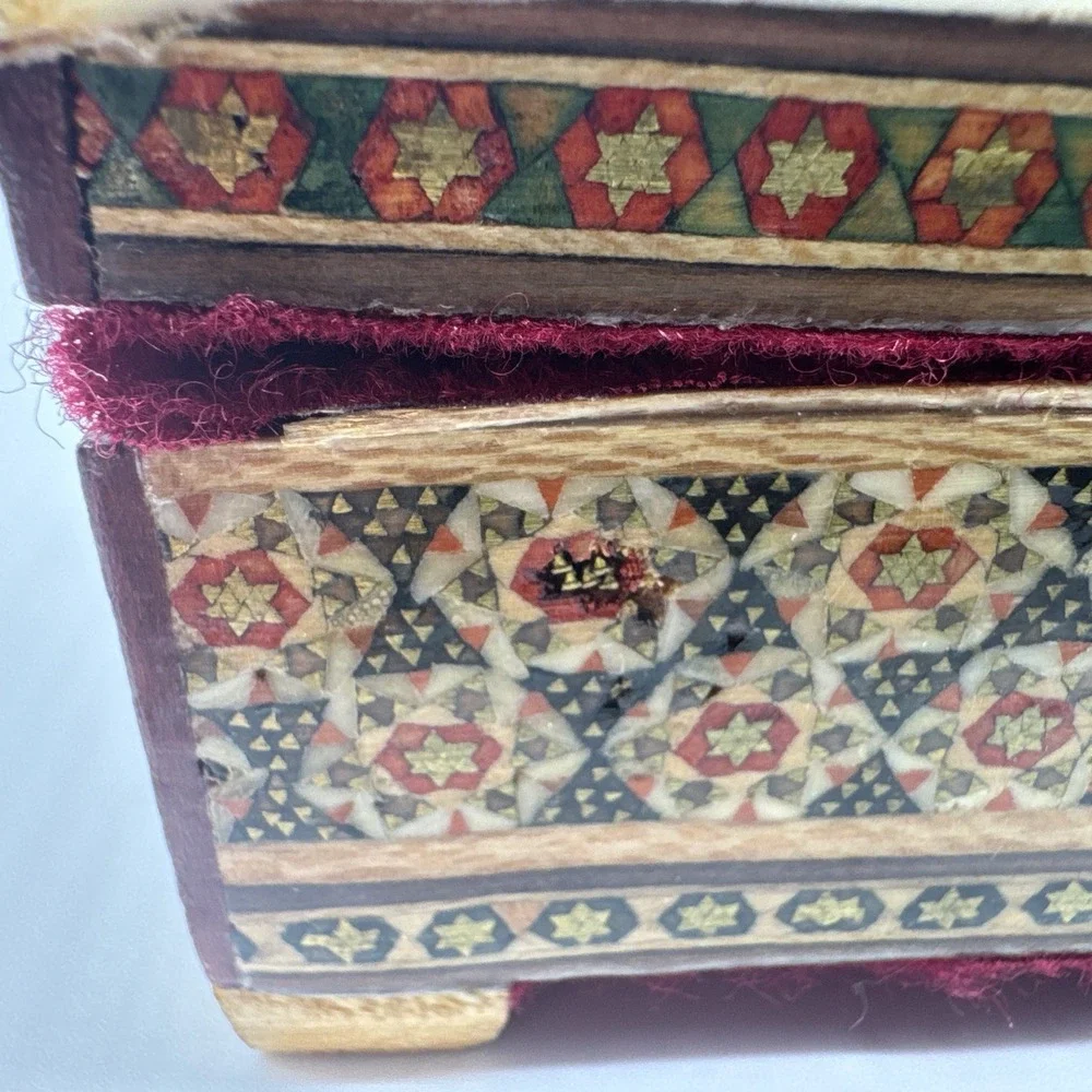 Persian Khatam Wooden Trinket Box  Hand Made-Damaged